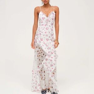 $315 NWT Pink For Love And Lemons “Josalyn” Floral Maxi Dress Sz Small